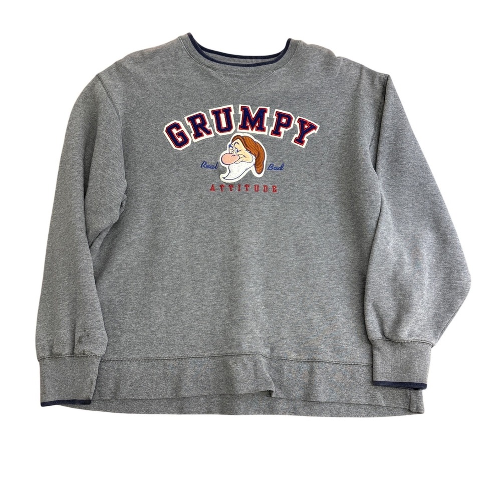 Disney Grumpy Real Bad Attitude Sweatshirt Gray Disneyland Resort Mens Large